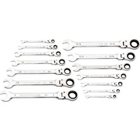 APEX TOOL GROUP Gearwrench® 90 Tooth & 12 Point Flex Head SAE Combination Ratcheting Wrench, Set of 14 86759